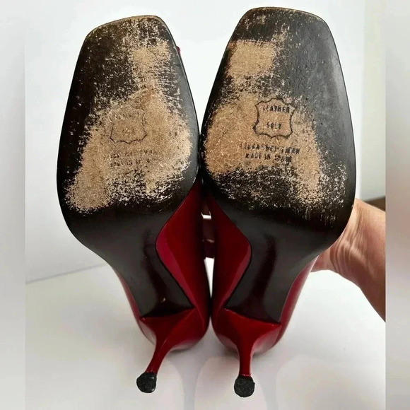Stuart Weitzman “Linda” open toe patent leather red pumps, Like NEW Sexy Elegant - Picture 11 of 11